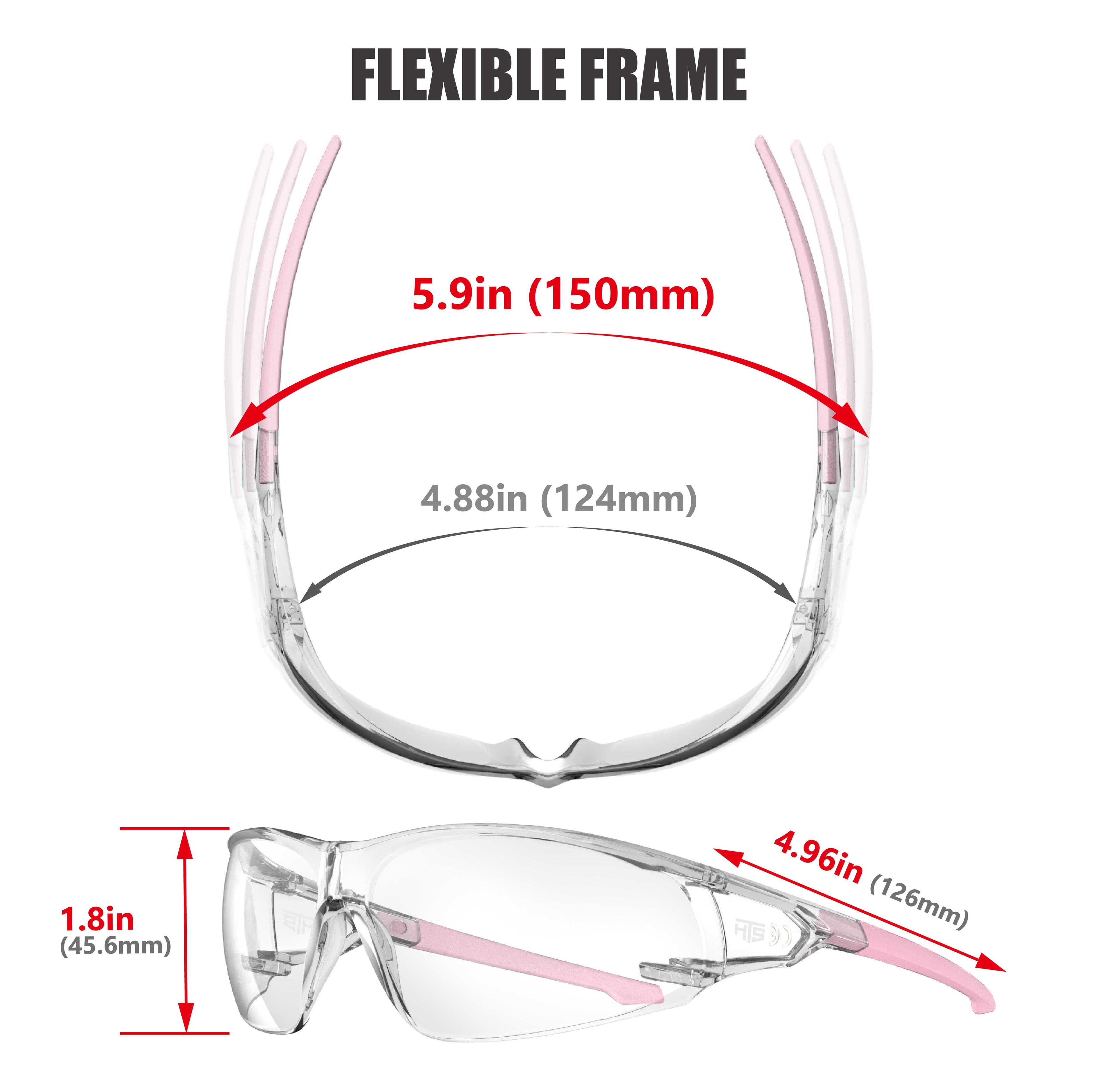 HTS HUNTERSKY S239 Protective Clear pink Small Safety Glasses women youth protecting eyes from wind dust proof night bike riding cycling running lab chemistry goggles