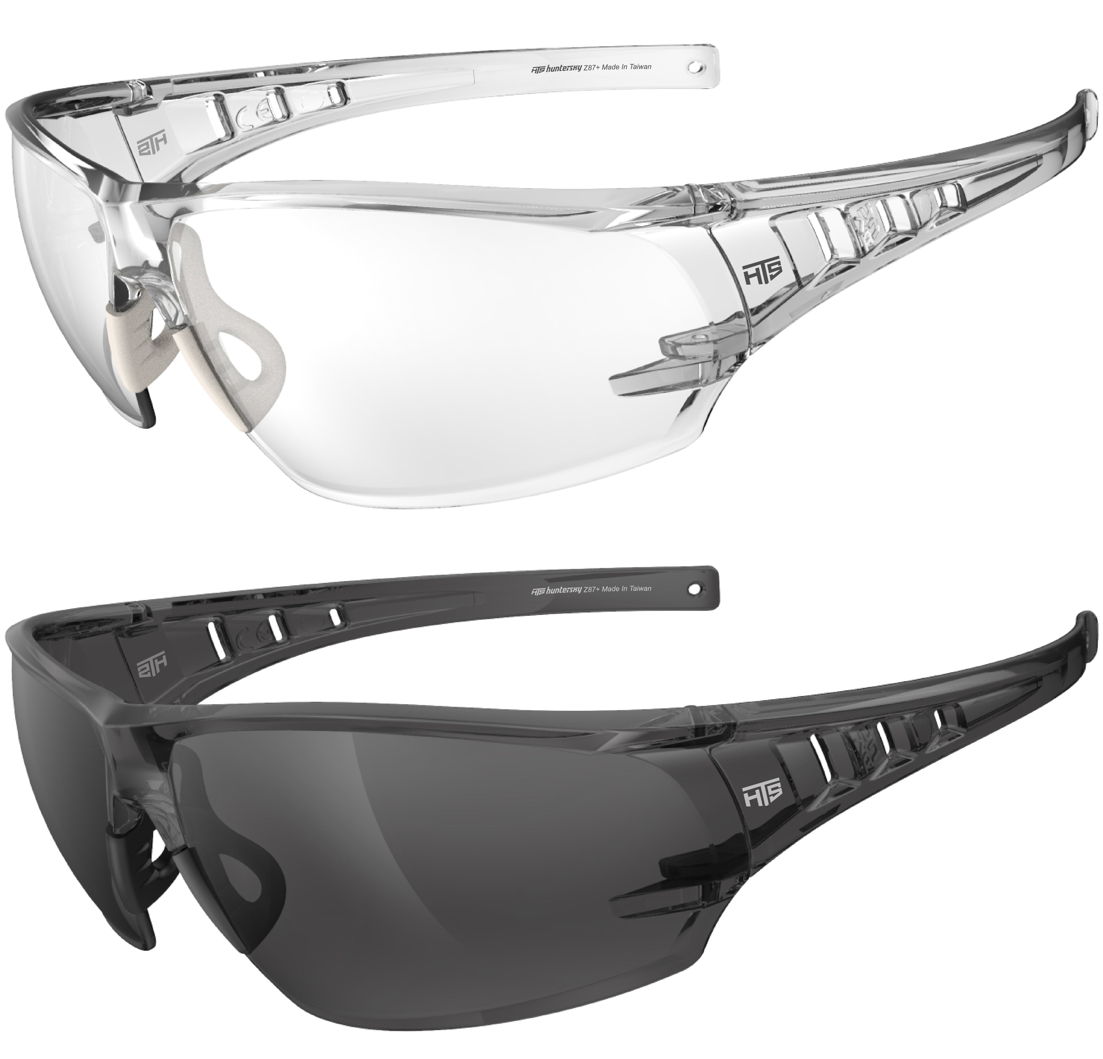 HTS HUNTERSKY S241 2 Pack Shooting Safety Glasses Anti Fog ANSI Z87.1 Small Size Clear and Tinted Lens for Lab Pickleball Cycling