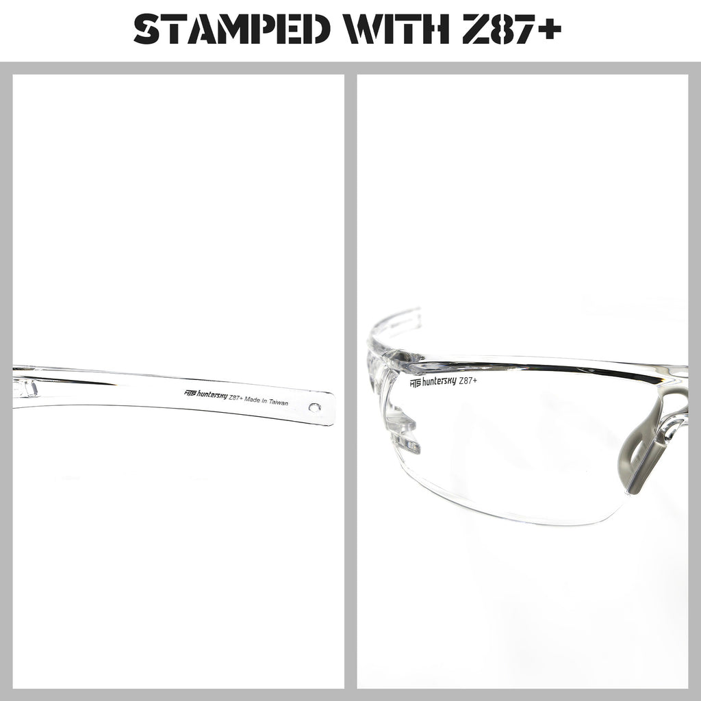 HTS HUNTERSKY S241 2 Pack Shooting Safety Glasses Anti Fog ANSI Z87.1 Small Size Clear and Tinted Lens for Lab Pickleball Cycling