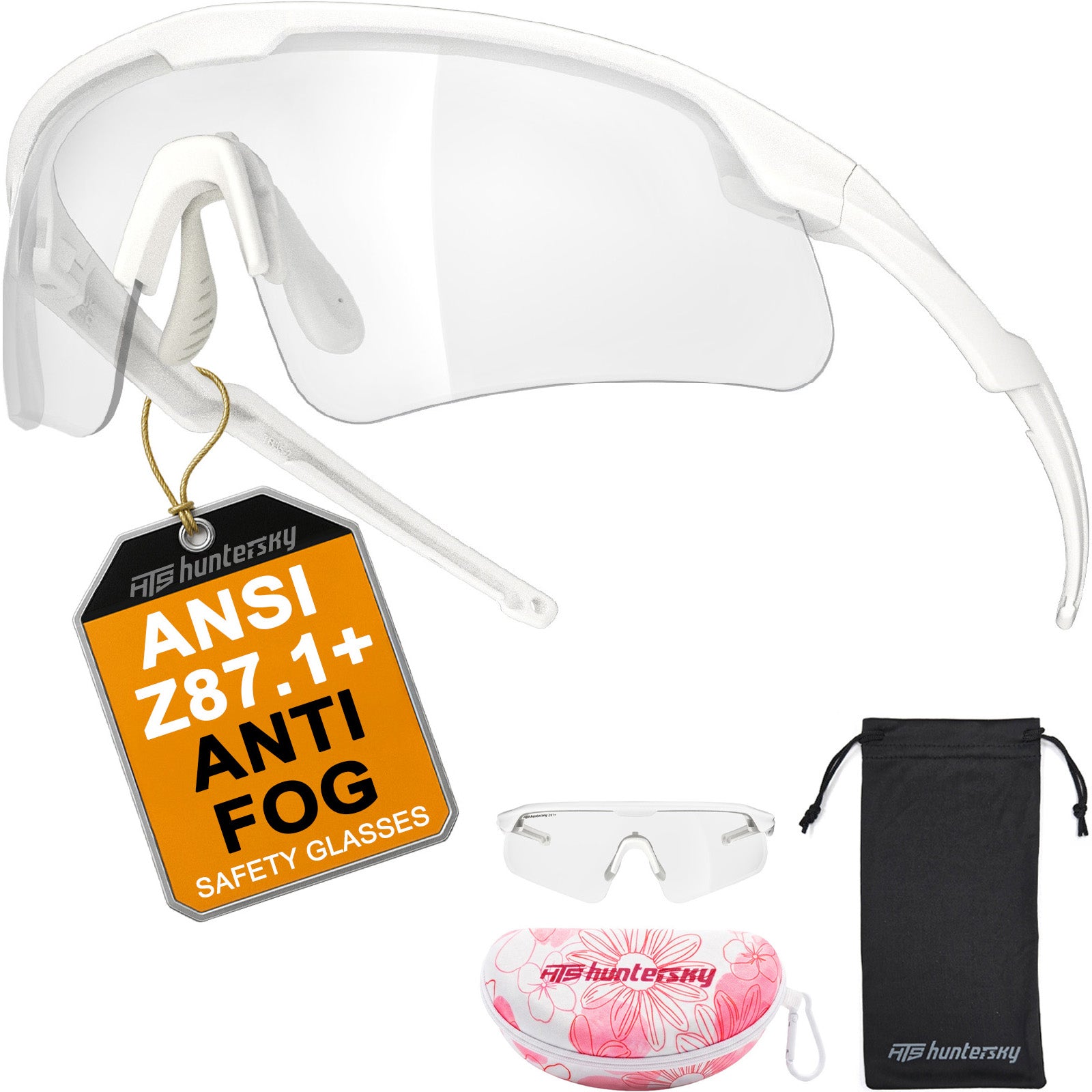 HTS HUNTERSKY S54 Eye Protection Anti Fog Sport Safety Glasses for Women Men Running Cycling Riding Pickleball Range