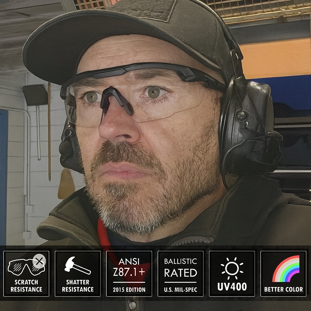 HTS HUNTERSKY S57 Ballistic Tactical Shooting Glasses ANSI Z87+ UV400 Protective Eyewear