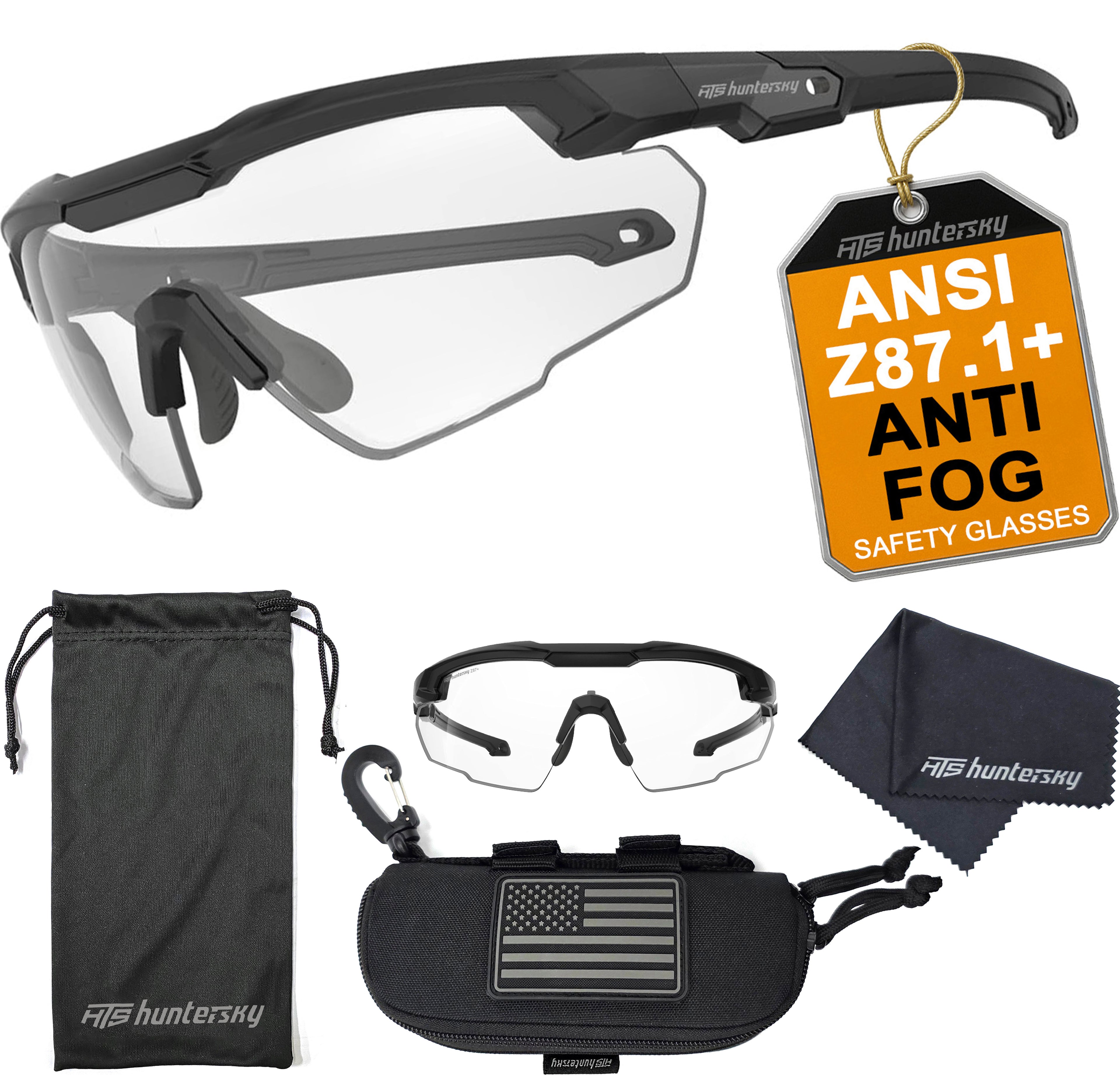 HTS HUNTERSKY S57 Ballistic Tactical Shooting Glasses ANSI Z87+ UV400 Protective Eyewear