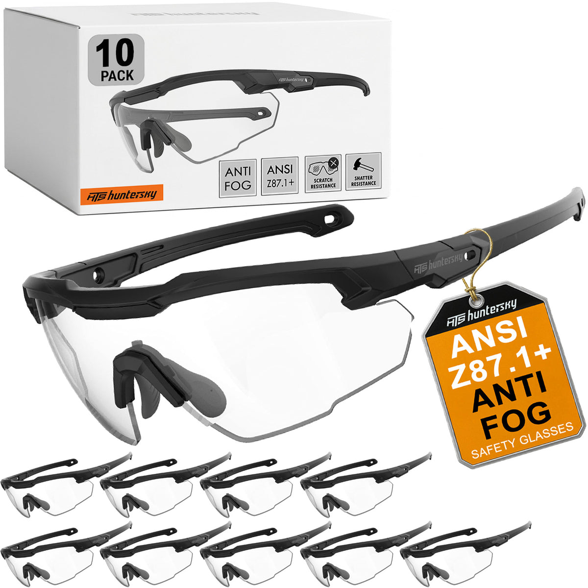 HTS HUNTERSKY S57 Ballistic Tactical Anti-Fog Shooting Glasses ANSI Z87+ UV400 Protective Eyewear