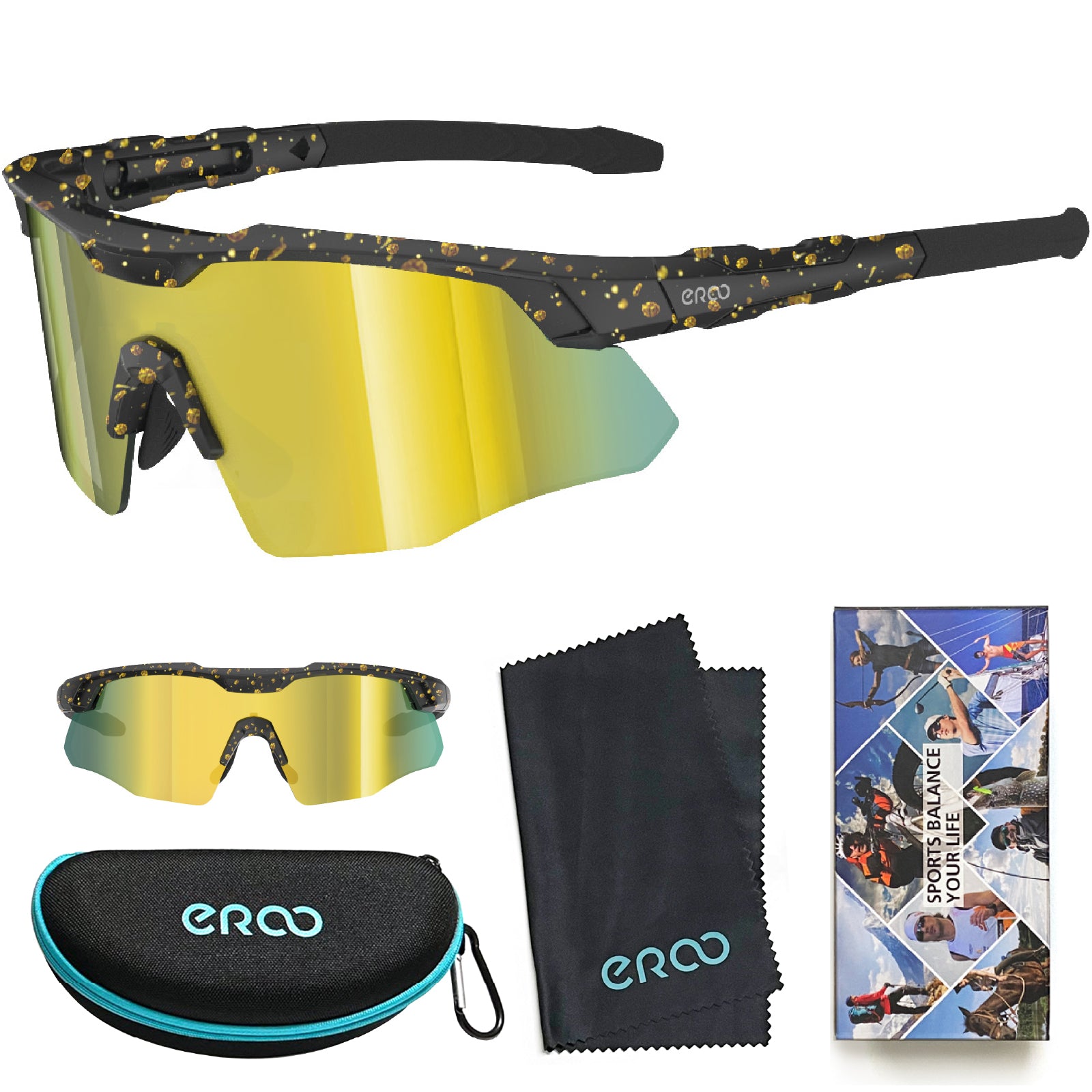 ER00 S598 Wrap Around Small Baseball Sunglasses for Youth Kids Women Running Cycling Outdoor Sports Shades Padel Beach Tennis